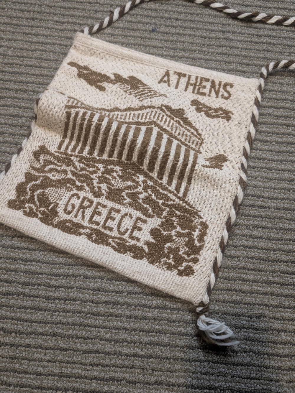 Beige and Brown Athens Greece Woven Bag
